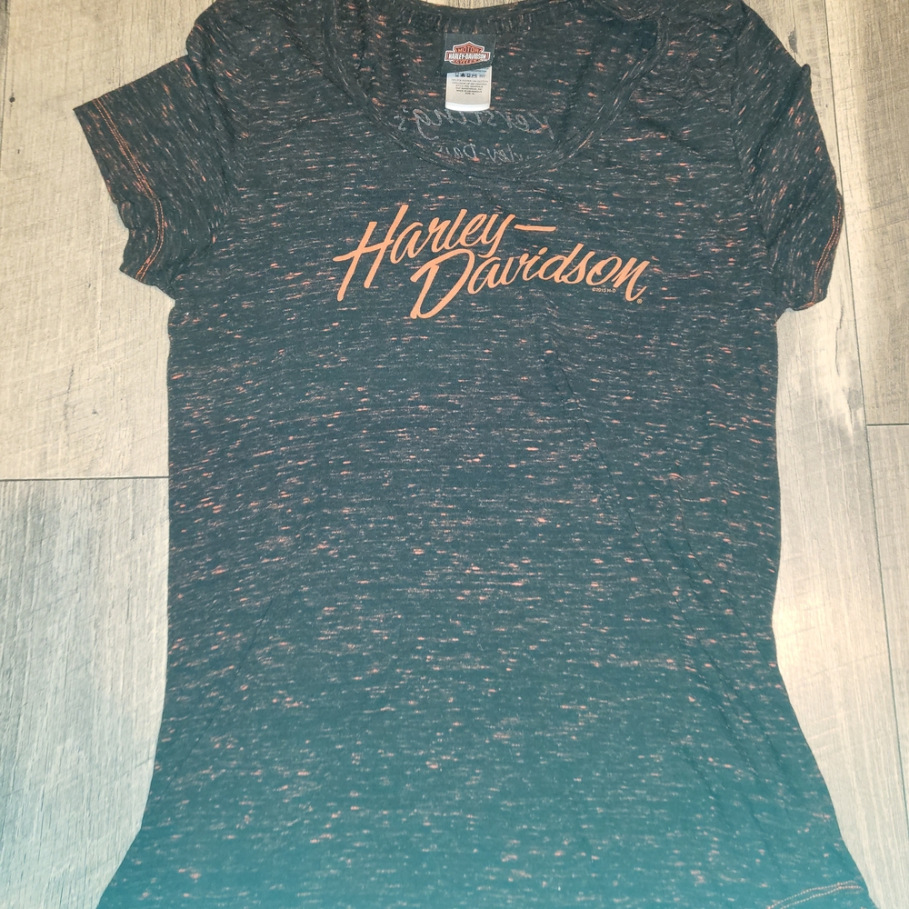 Harley-Davidson Women's Black Tee with Orange Accents